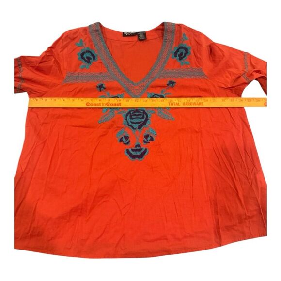 Wrangler Retro Embroidered Boho Blouse Orange Teal Floral Womens Size XXL - Picture 5 of 11